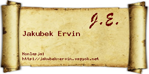 Jakubek Ervin névjegykártya
