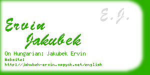 ervin jakubek business card